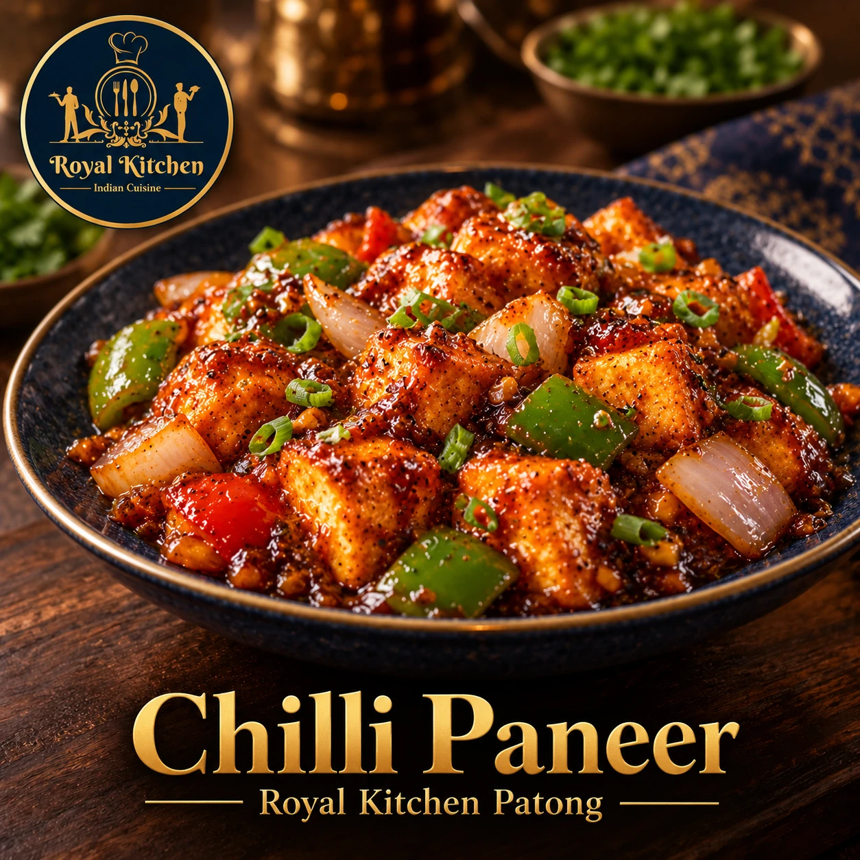 Chilli Paneer Indian cheese starter at Royal Kitchen Patong