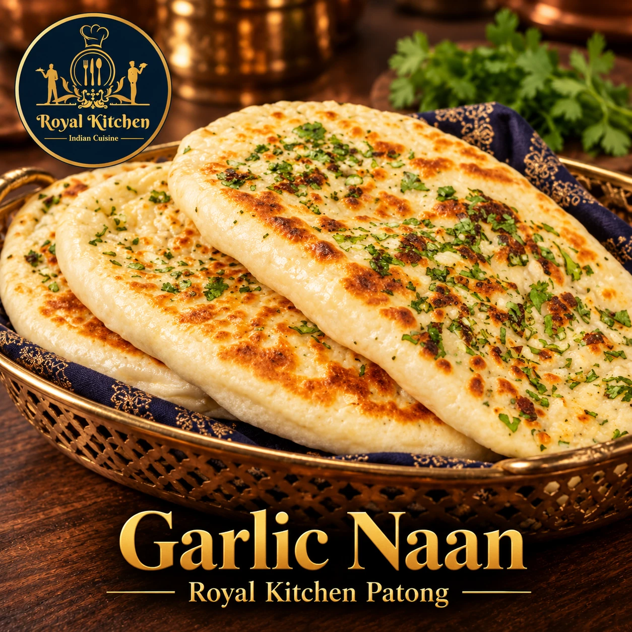 Garlic Naan with herbs at Royal Kitchen Patong