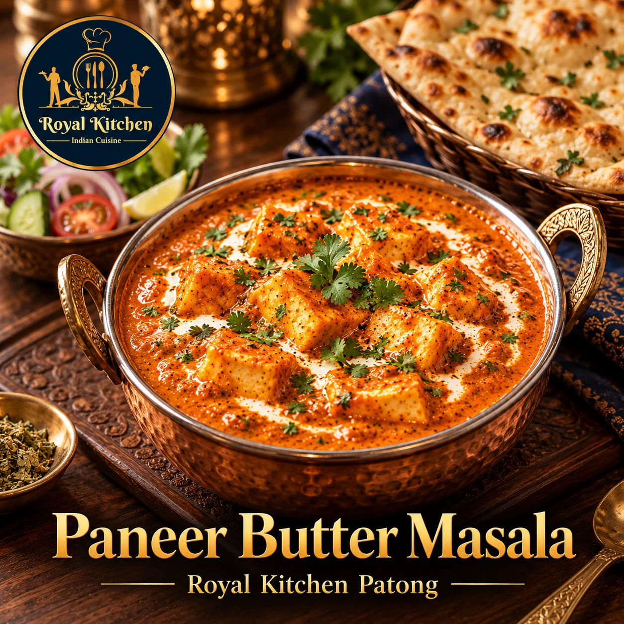 Paneer Butter Masala served as part of an Indian meal at Royal Kitchen