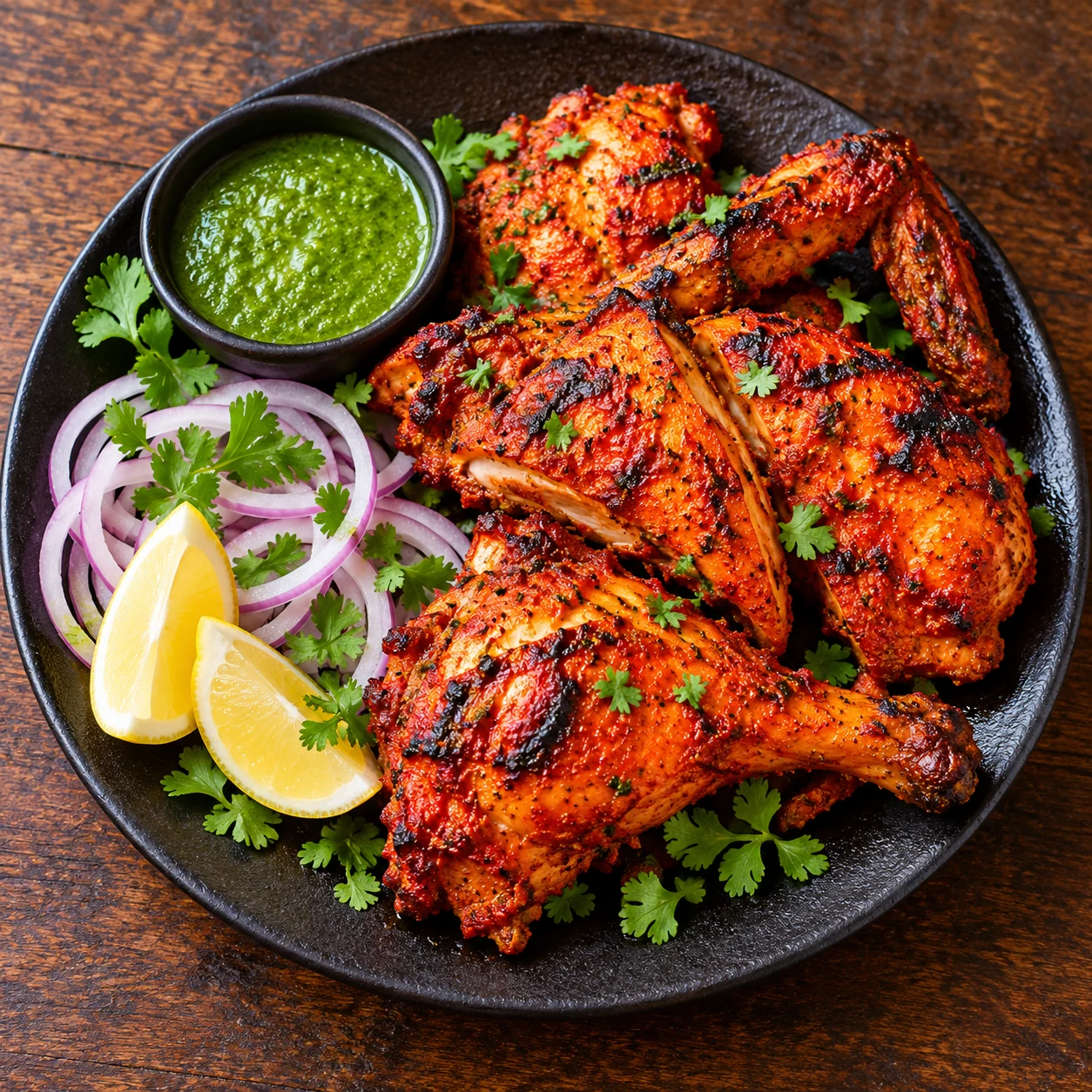 Indian grilled chicken with lemon and chutney in Patong